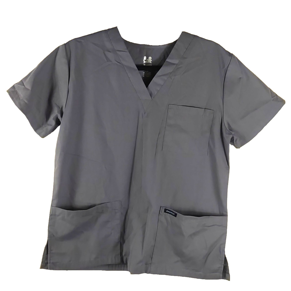 Dagacci Men's Scrub Top Size Small Gray Polyester Cotton
